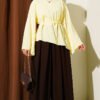 Wide Pleated Pocket Skirt Pants Dark Brown – Image 2