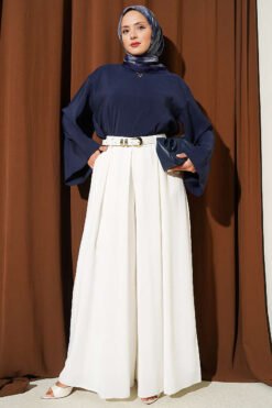 Alternative view of Wide Pleated Pocket Skirt Pants Ecru