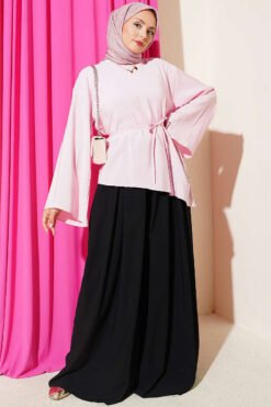Alternative view of Wide Pleated Pocket Skirt Pants Black