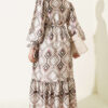 Geometric Pattern Satin Dress Beige – Bild 3