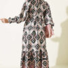 Geometric Pattern Satin Dress Mint - الصورة 3