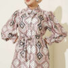 Geometric Pattern Satin Dress Powder Pink - immagine 2