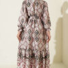 Geometric Pattern Satin Dress Powder Pink - immagine 3