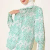 Geometric Ethnic Patterned Shirt Green