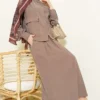 Hidden Button Skirted Tencel Two-Piece Set Mink