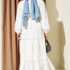 Hidden Button Belted Dress White – Image 3