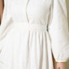 Hidden Button Belted Dress White – Image 4