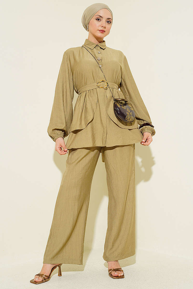 Belted Gold Buckle Tied Lounge Set Hazel - Imagen 5