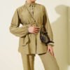 Hidden Button Belted Two-Piece Tunic Set Hazel – Bild 2