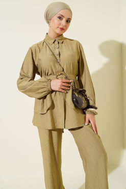Alternative view of Hidden Button Belted Two-Piece Tunic Set Hazel