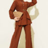 Belted Gold Buckle Tied Lounge Set Brown - immagine 5