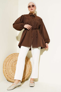 Alternative view of Gathered Chest Shirt Brown