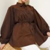 Gathered Chest Shirt Brown