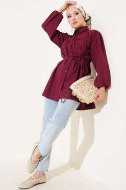 Alternative view of Gathered Chest Shirt Plum