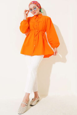 Alternative view of Gathered Chest Shirt Orange