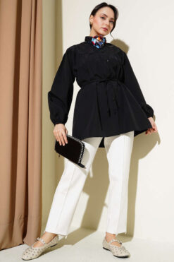Alternative view of Gathered Chest Shirt Black