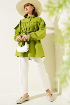 Alternative view of Gathered Chest Shirt Green
