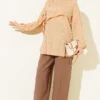 Side-Tied Tunic with Gold Accents Beige - Image 2