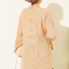 Side-Tied Tunic with Gold Accents Beige - Image 3