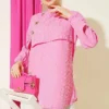 Side-Tied Tunic with Gold Accents Pink