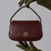 Women's Handbag with Gold Emblem Burgundy