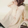Button-Up Shirt with Drawstring Detail Gold