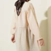Button-Up Shirt with Drawstring Detail Gold – Image 3