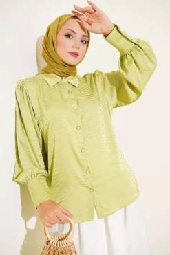 Jacquard Satin Shirt Gold
