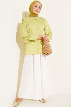 Vista alternativa de Jacquard Satin Shirt Gold