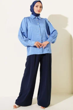 Vista alternativa de Jacquard Satin Shirt Indigo