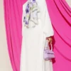 Buttoned Front Tied Skirt Set Ecru - Afbeelding 3