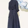 Buttoned Front Tied Skirt Set Navy Blue – Image 3