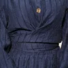 Buttoned Front Tied Skirt Set Navy Blue – Image 4