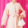 Buttoned Front Tied Skirt Set Salmon - Imagen 2