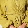 ⁦Buttoned Front Tied Skirt Set Gold⁩ - الصورة ⁦4⁩