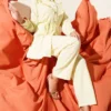 Buttoned V Ruffled Two-Piece Set Yellow