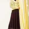 Short Knit Cardigan with Gold Buttons and Openwork Detail Yellow – Image 2
