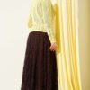 Short Knit Cardigan with Gold Buttons and Openwork Detail Yellow – Image 3