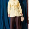 Button-Down Waist Tunic Shirt with Hem Edge Yellow – Bild 2