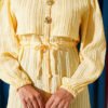 Button-Down Waist Tunic Shirt with Hem Edge Yellow – Bild 4