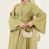 Two-Piece Set with Belted Hem Edge and Gold Buttons in Linen Khaki - الصورة 2