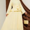 Ruffled Neckline Tied Two-Piece Set with Hem Edge Yellow - Imagen 6