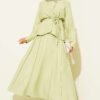 Belted Pleated Skirt Two-Piece Set Hazel