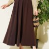 Gold Buckle Belted Mevlana Hem Edge Two-Piece Set Brown