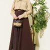Gold Buckle Belted Mevlana Hem Edge Two-Piece Set Brown - Imagen 2