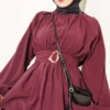 ⁦Belted Modal Two-Piece Set Burgundy⁩ - الصورة ⁦2⁩