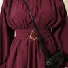 ⁦Belted Modal Two-Piece Set Burgundy⁩ - الصورة ⁦4⁩