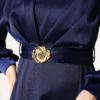 Satin Evening Dress with Gold Buckle Navy Blue – Image 4