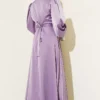 Satin Evening Dress with Gold Buckle Lilac - immagine 3