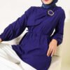 Cape Tunic with Gold Buckle Navy Blue